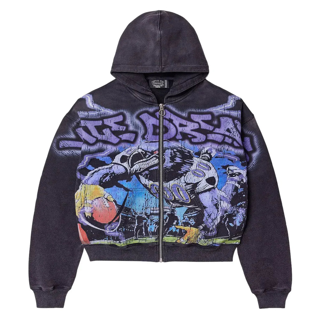 Vale Forever Raven Zip-Up Hoodie – Black/Multi