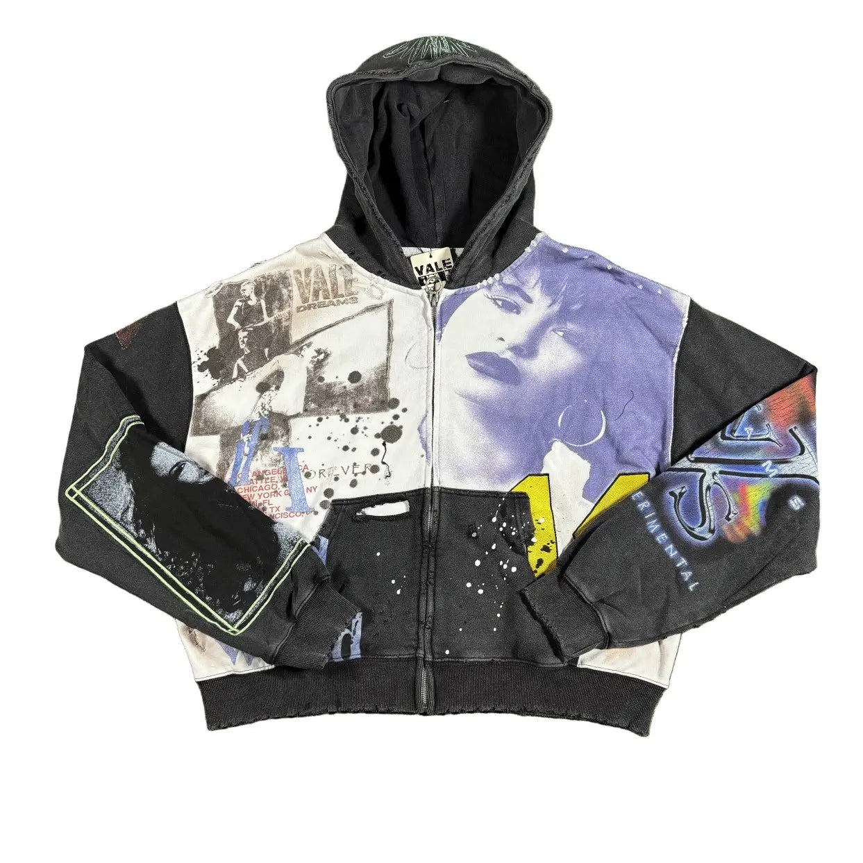 Vale Collage Art Zip Hoodie – Black/Multi Main image