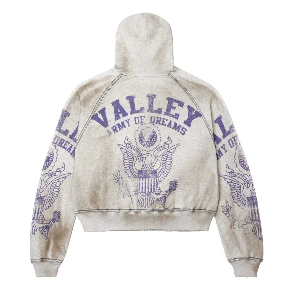 Vale Forever Army Zip Up Grey Hoodie