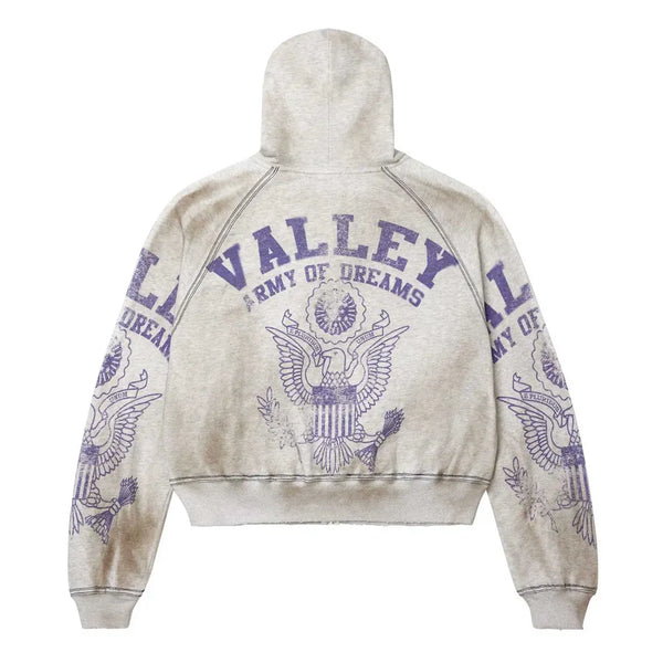 Vale Forever Army Zip Up Grey Hoodie