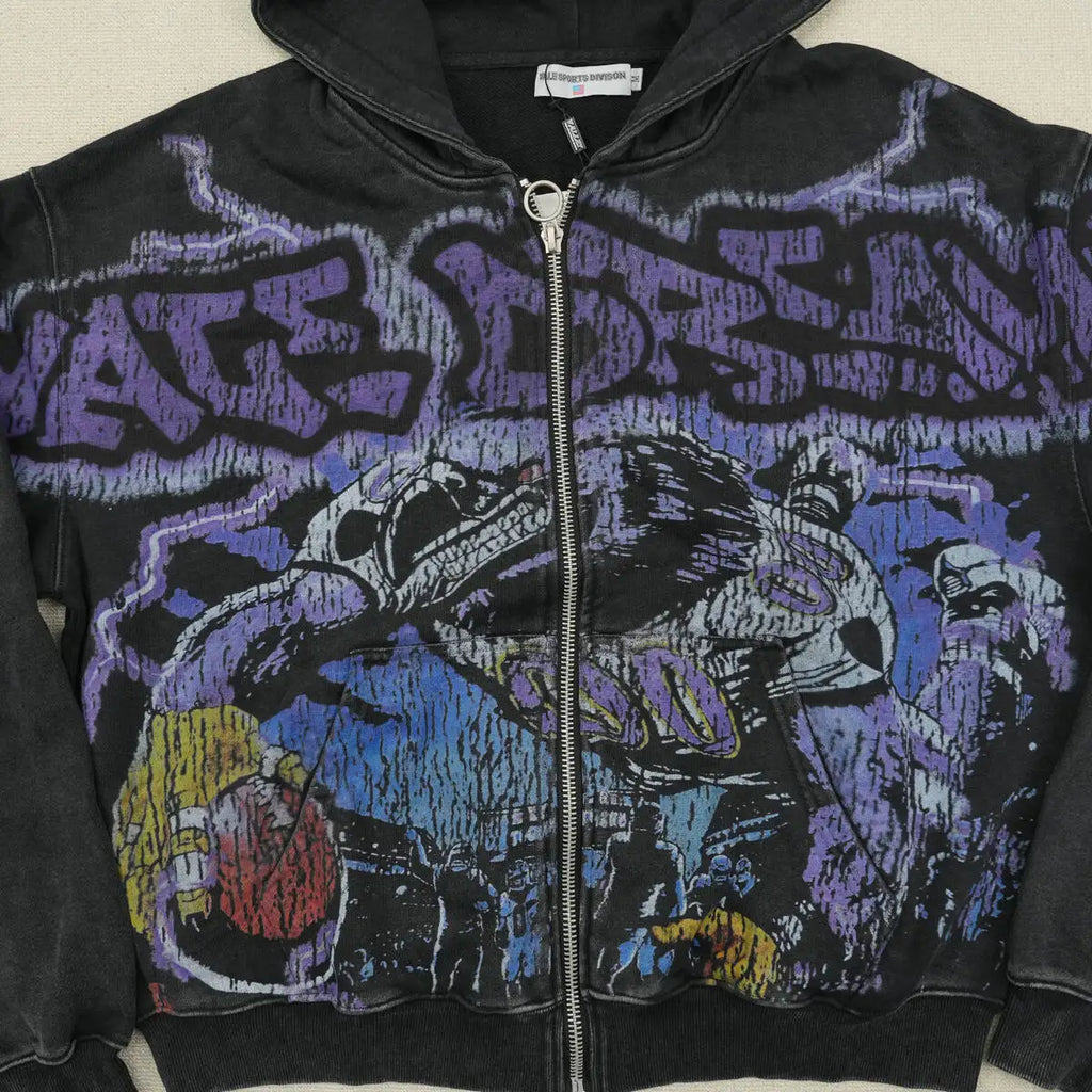 Vale Forever Raven Zip-Up Hoodie – Black/Multi