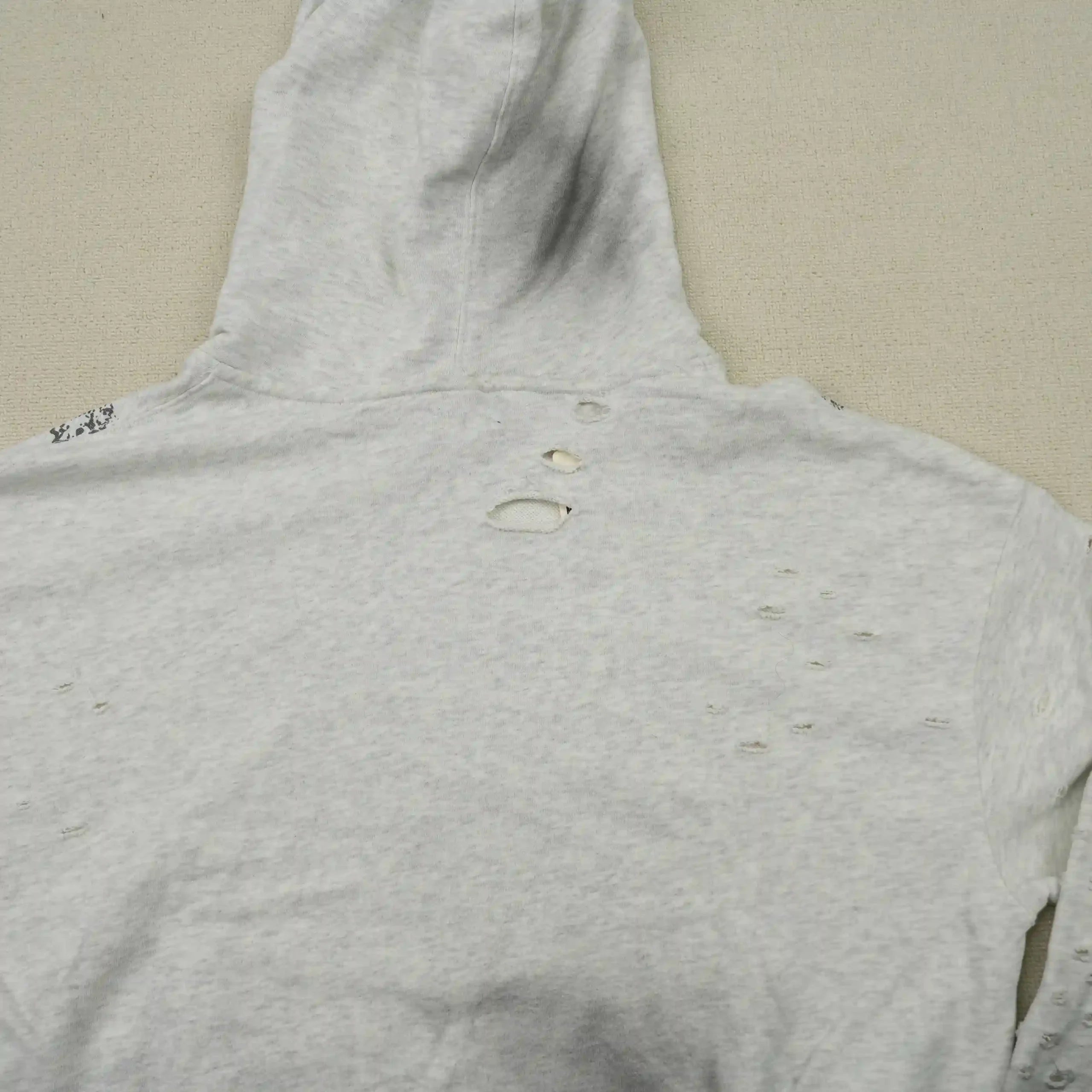 Distressed Chain Hoodie Heather Grey