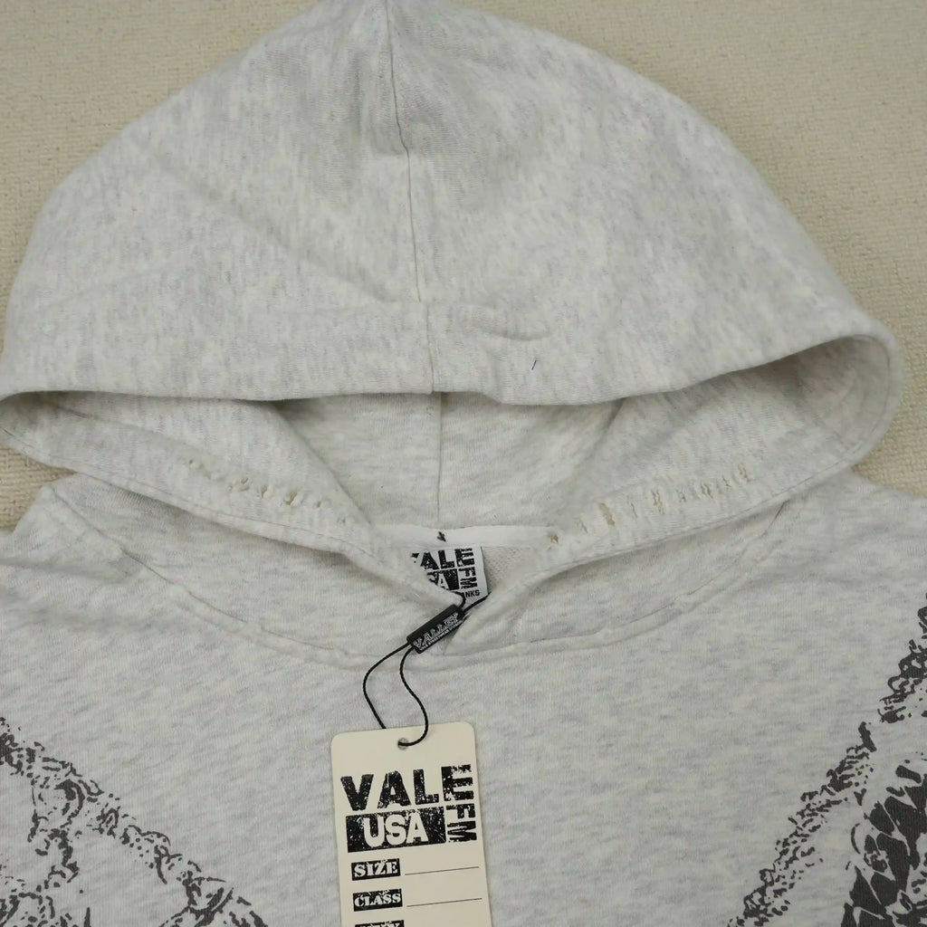 Distressed Chain Hoodie Heather Grey