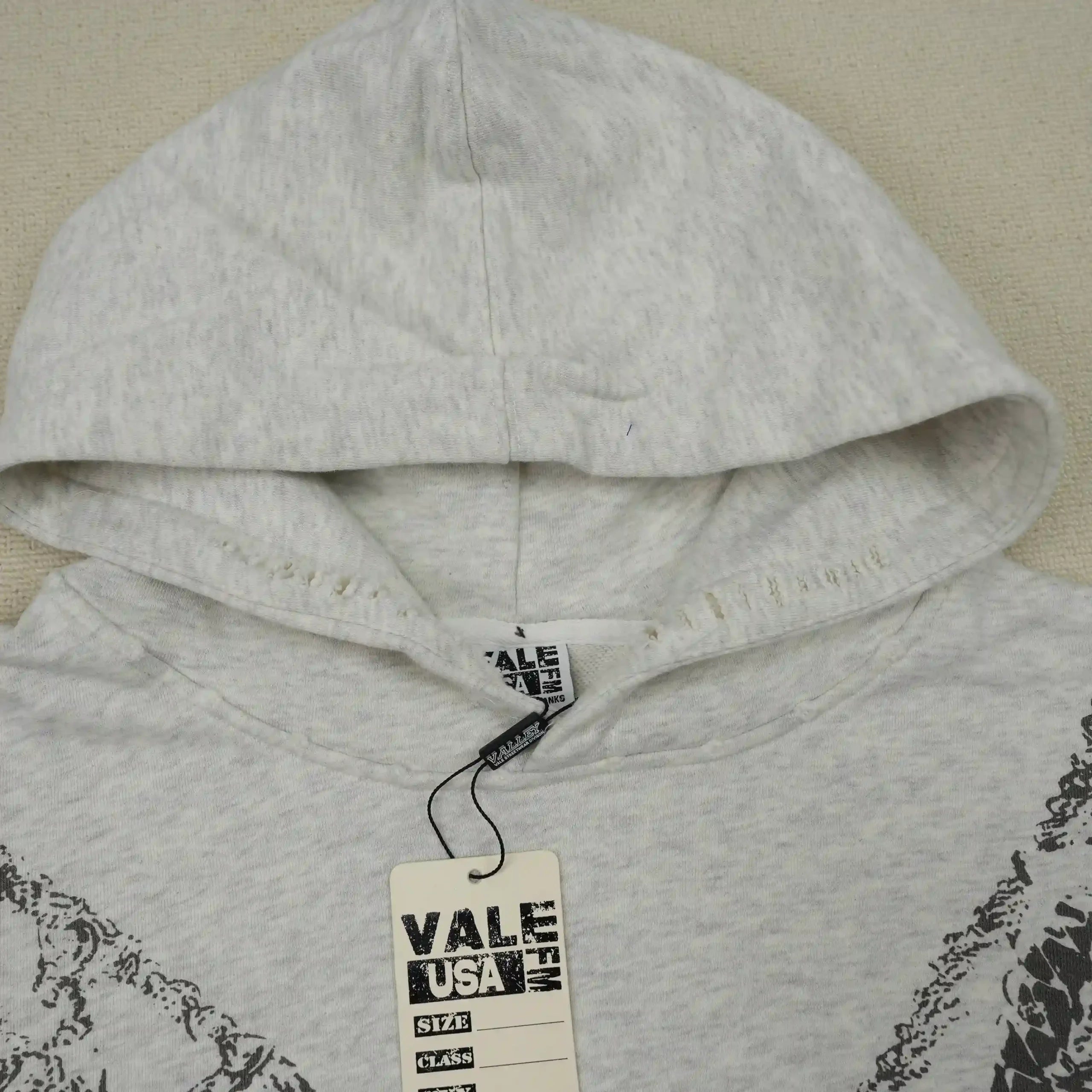 Distressed Chain Hoodie Heather Grey