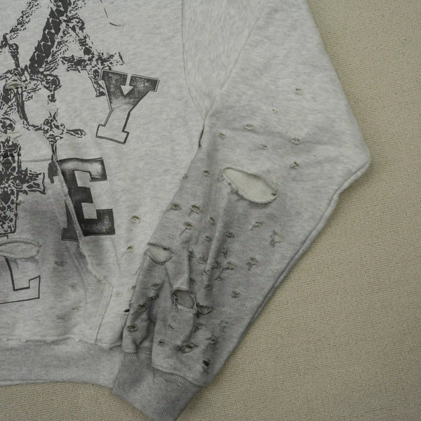 Distressed Chain Hoodie Heather Grey