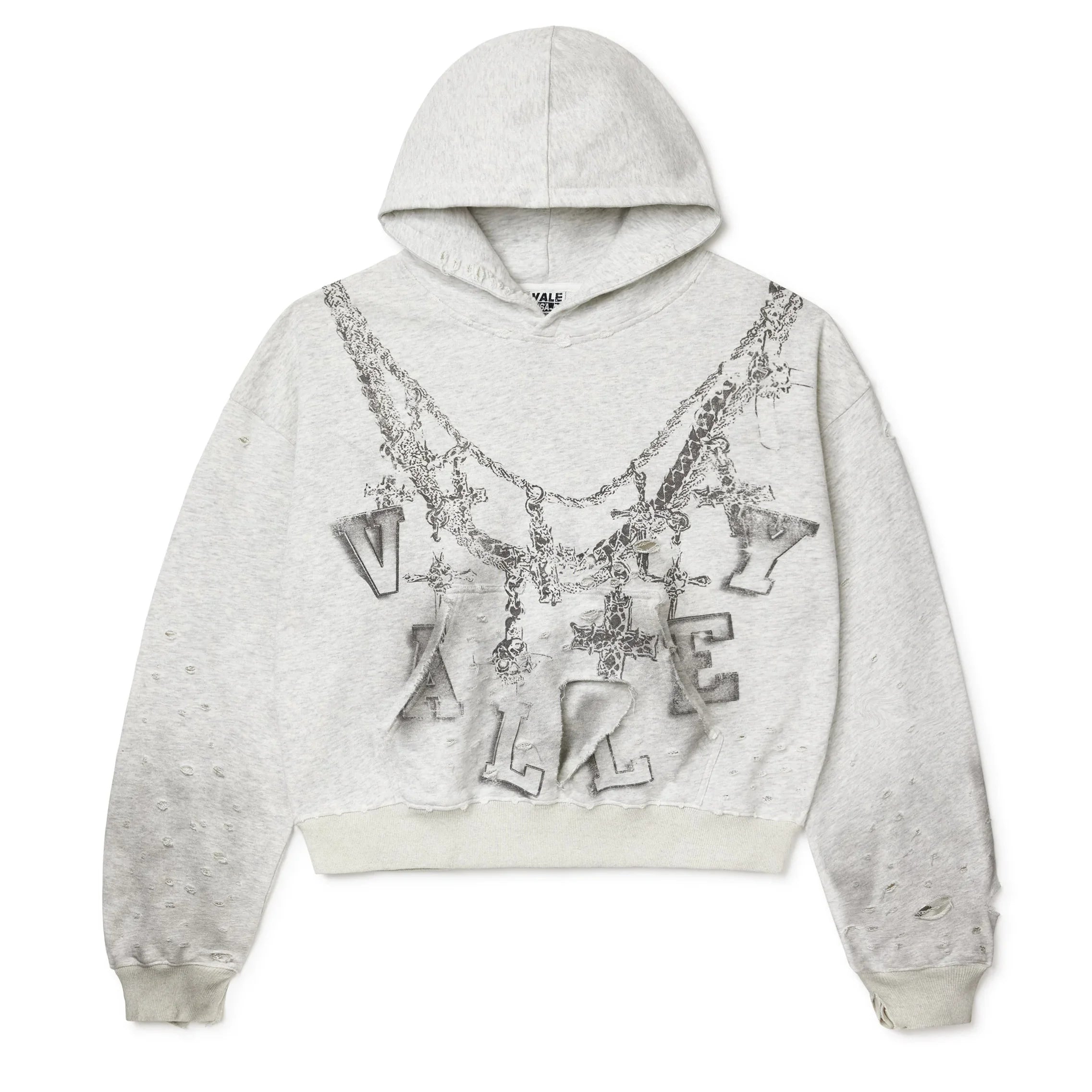 Distressed Chain Hoodie Heather Grey Main image