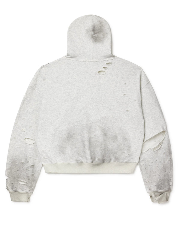 Distressed Chain Hoodie Heather Grey