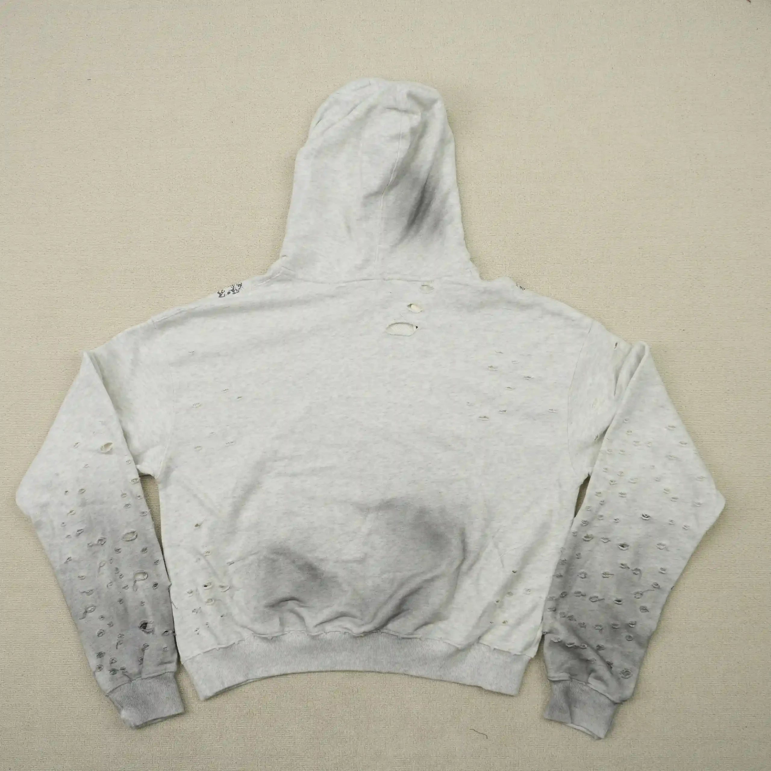 Distressed Chain Hoodie Heather Grey