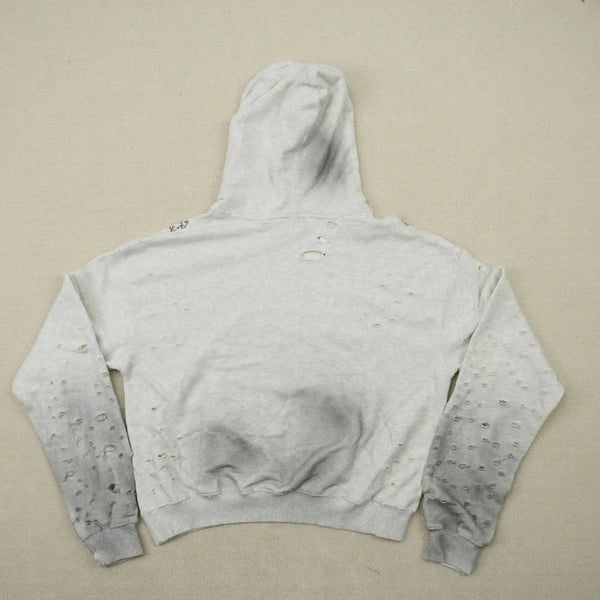 Distressed Chain Hoodie Heather Grey