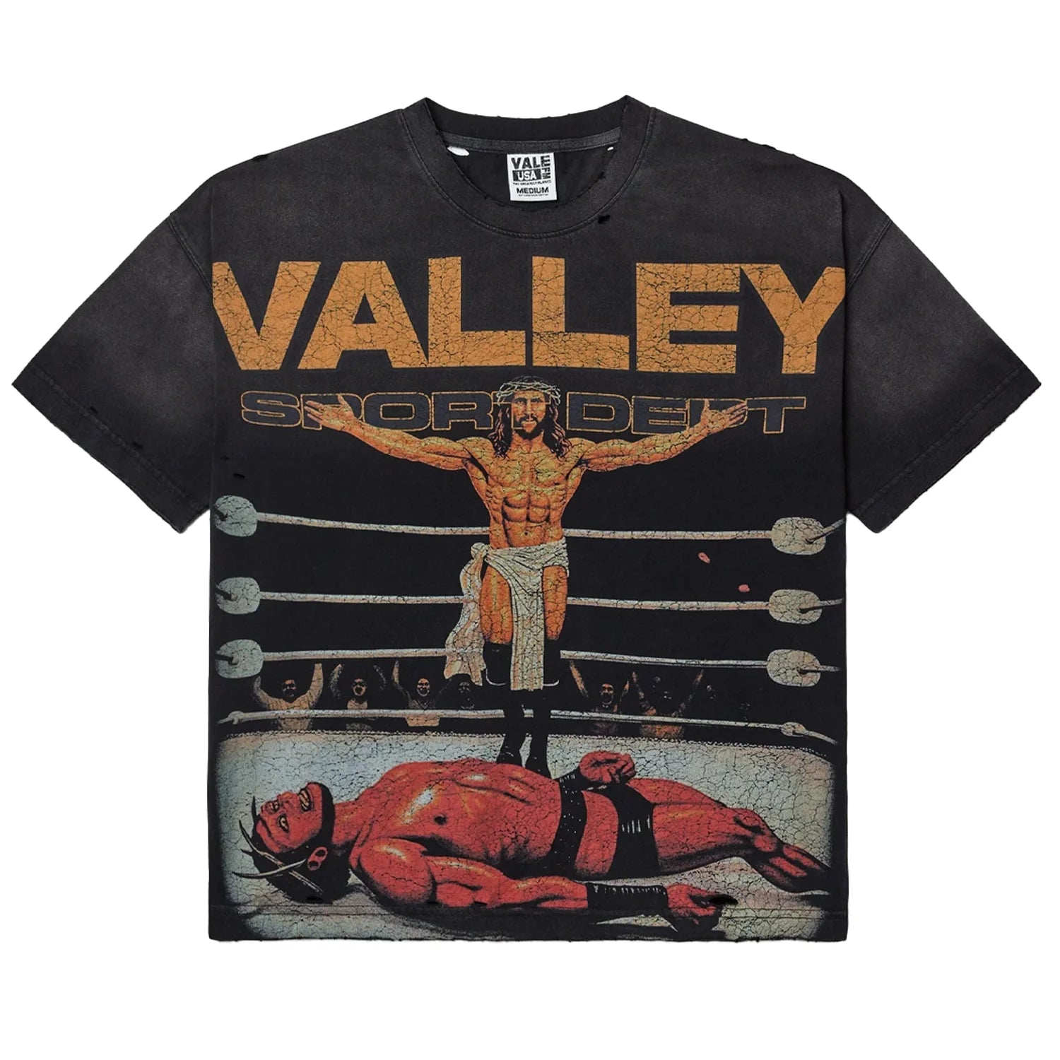 Jesus Vs Hellboy Tee Vintage Black Main image