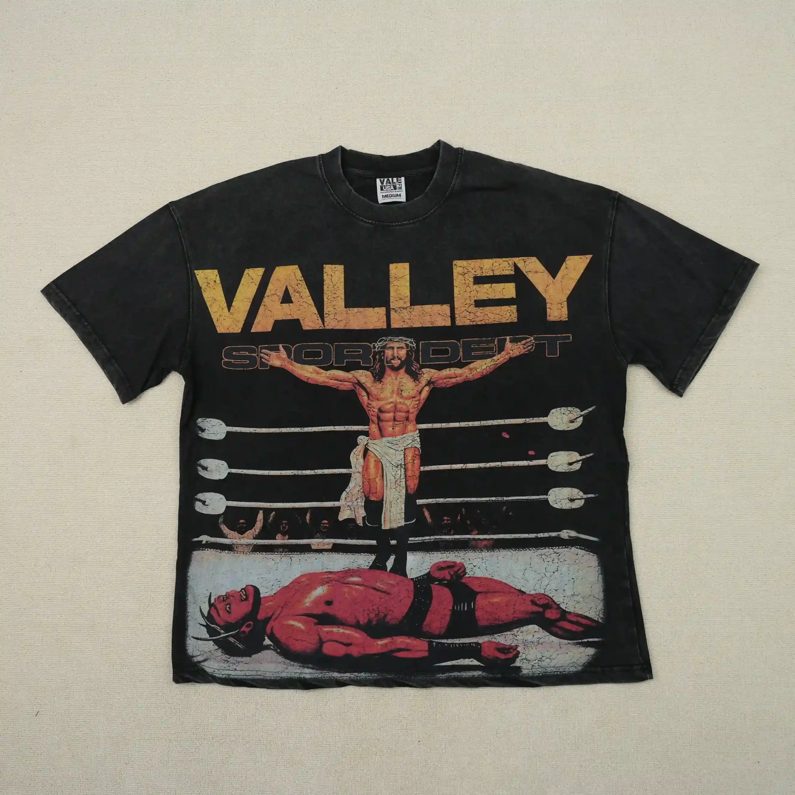Jesus Vs Hellboy Tee Vintage Black