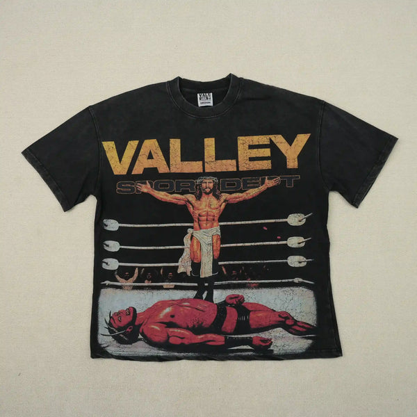 Jesus Vs Hellboy Tee Vintage Black