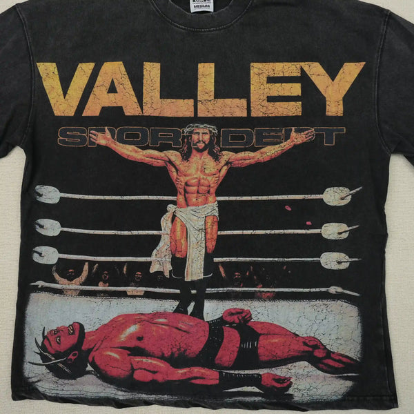 Jesus Vs Hellboy Tee Vintage Black